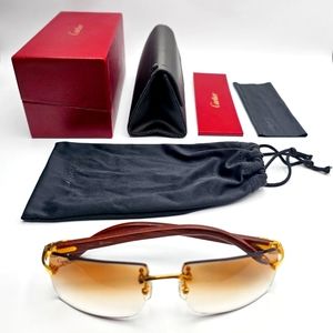 Authentic Vintage Cartier Bubinga Wood Sunglasses